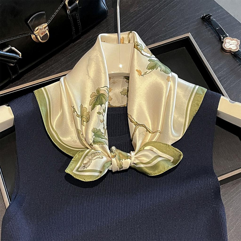 Brand 100% Silk Scarf Women Neck Hair Foulard Square Hijab Print Scarves Bandana New Wrap Kerchief High Quality Headband Shawls