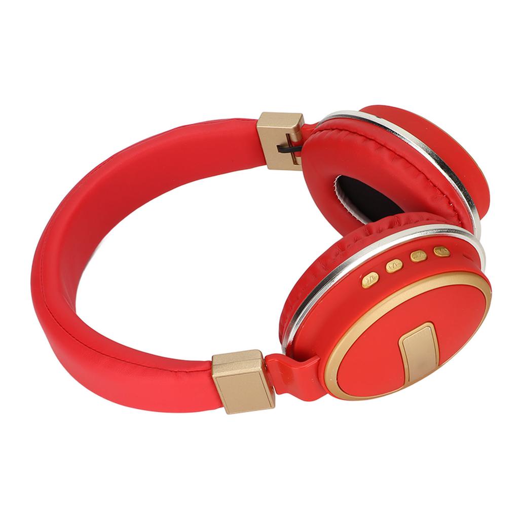 LX‑510BT Bluetooth Headset Folding Plug In Comfortable Leather Ear Cups Music Headphones for PC Phone Red