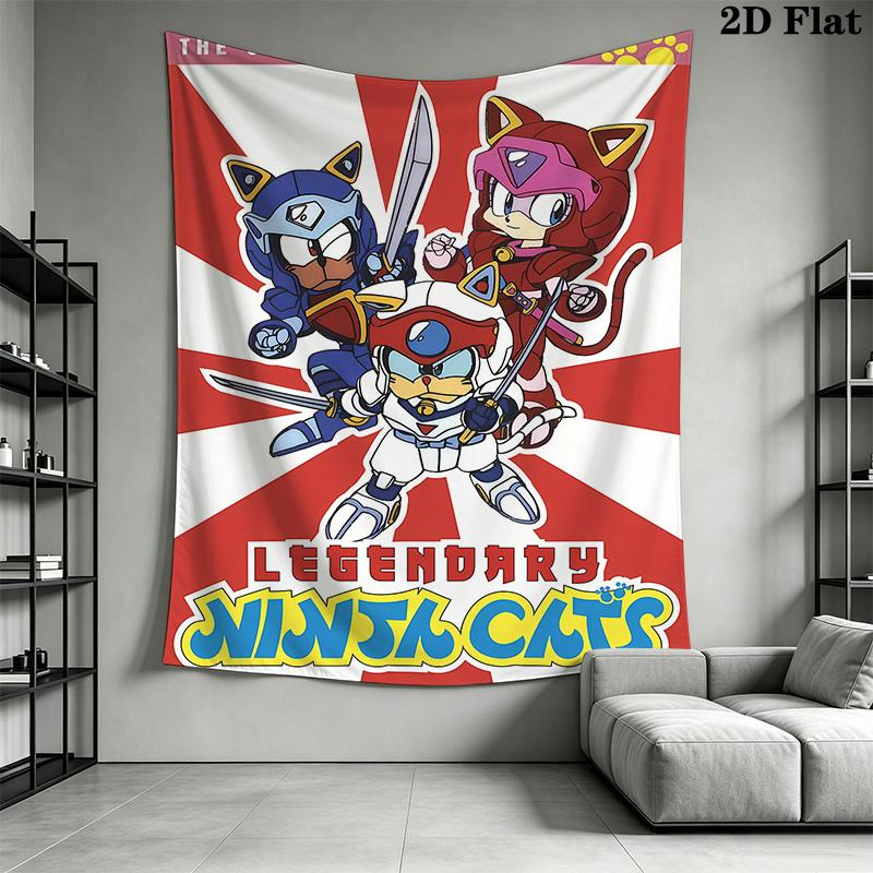 Samurai Pizza Cats Pattern Home Decor Tapestry, Wall Hanging, Decorative RV Wall Cloth.SGT0917510