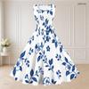 Women Plus Size Floral Printed Two Piece Set Square Neck Sleeveless Tie Waist Flared Dress Short Sleeve Cropped Shrug