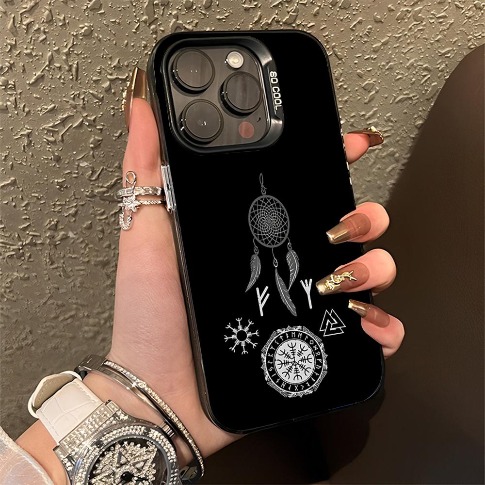 V-Viking Logo V-Vegvisir Phone Case For iPhone 16,15,14,13,12,11,Pro,Max,Plus,Mini,XS,SE Anti Fall Black Matte Hard Bumper