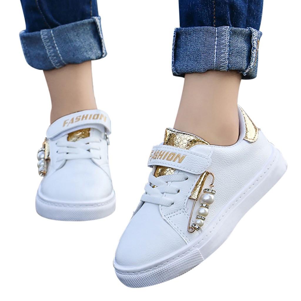 Children Infant Kids Baby Girls Scale Pearl Single Flat Princess Sport Shoes