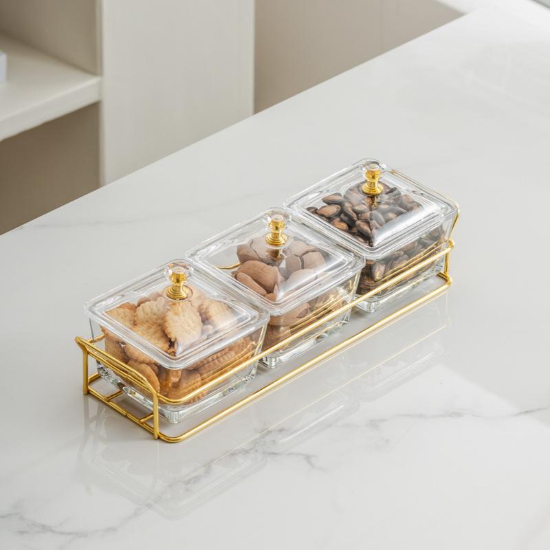 Light Luxury Glass Fruit Plate  Creative Household Living Room Snack Plate  Dried Fruit Snack Plate  Dessert Plate  Candy Plate  Fruit Plate