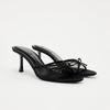Stiletto Sandals Summer New Round Head Open Toe Net Fabric Butterfly Knot Set Foot Anti-slip Wear-resistant High Heels