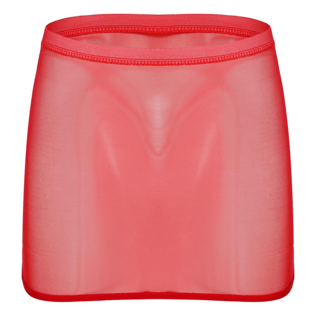 Dámská průsvitná jednobarevná mini sukně Elastický pas Pružná Nízký pas Noční klub Párty sukně