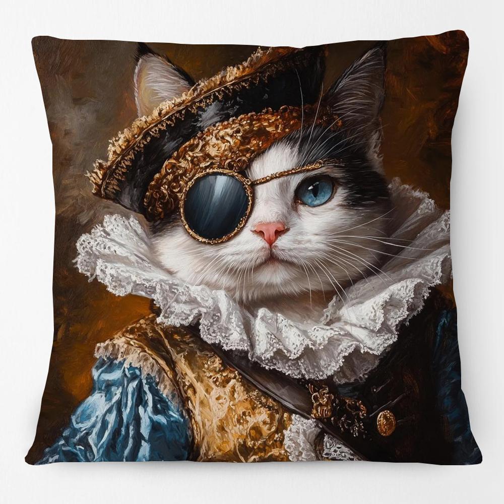 European Vintage Retro Royal Dogs Cats Pets Doodle Print Decorative Sofa Throw Pillow Case Cushion Cover