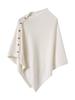 AOSSVIAO 2026 New Autumn Winter Women Pure Cashmere Shawl Solid Color Warm Side Button Knit Cape Poncho Outerwear