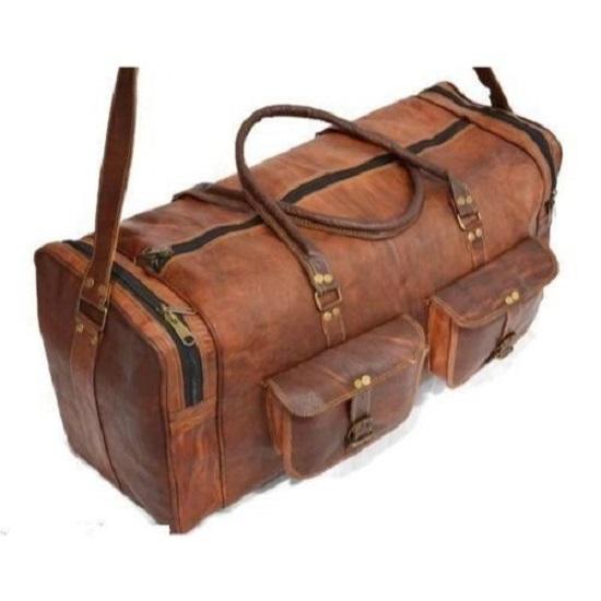 Cestovní taška Duffle Gym Bag 28" pánská hnědá Vintage z pravé kozí kůže