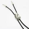 Elegant Black Bolo Tie with Horse Head Pendant Cowboy Necktie Western Tie