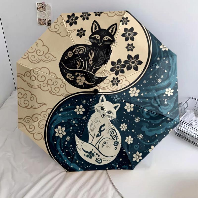 0106 Yin-Yang-Tier-Muster, automatischer Faltschirm, tragbares und faltbares Design, 8 Streben, ein Weihnachts- oder Geburtstagsgeschenk.