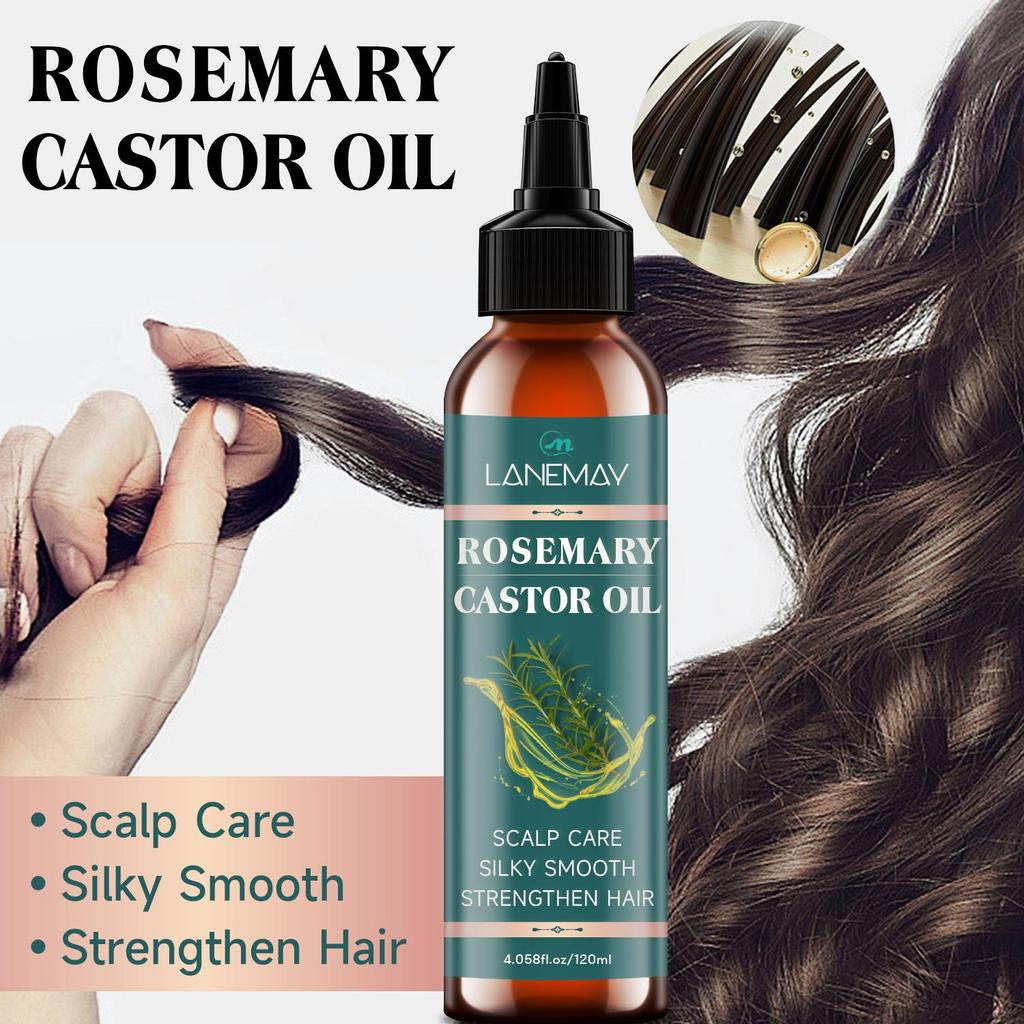 ROSEMARY CASTOR OIL-Scalp Care-SILKY SMOOTH,STRENGTHEN HAIR-Suitable for All Hair Types, 120ml