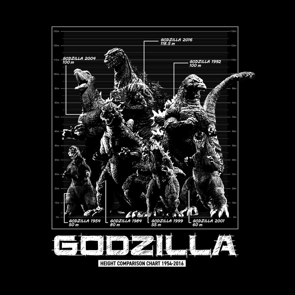 COSPA Godzilla History of Godzilla Height Comparison Chart SUMI XL size [Official] T-shirt