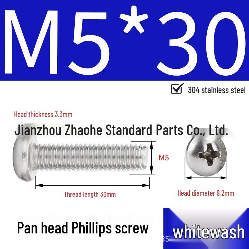 304 Stainless Steel Phillips Pan Head Machine Screw