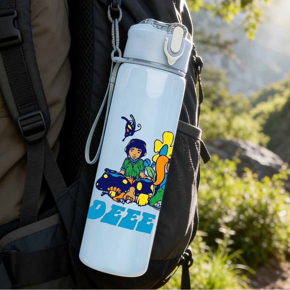 1PC Deep Purple Rock Band Group Cartoon Print 750ml Portable Sports Water Bottle Leakproof Gym Outdoor Travel Drink Cup