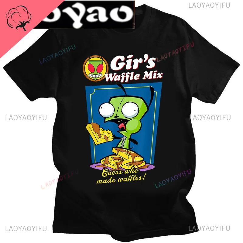 Cute Cartoon Invader Zim Gir Graphic Tshirt Image Cotton Women Men Retro Tees Unisex Adult Harajuku Fun Fashion Streetwear Tops