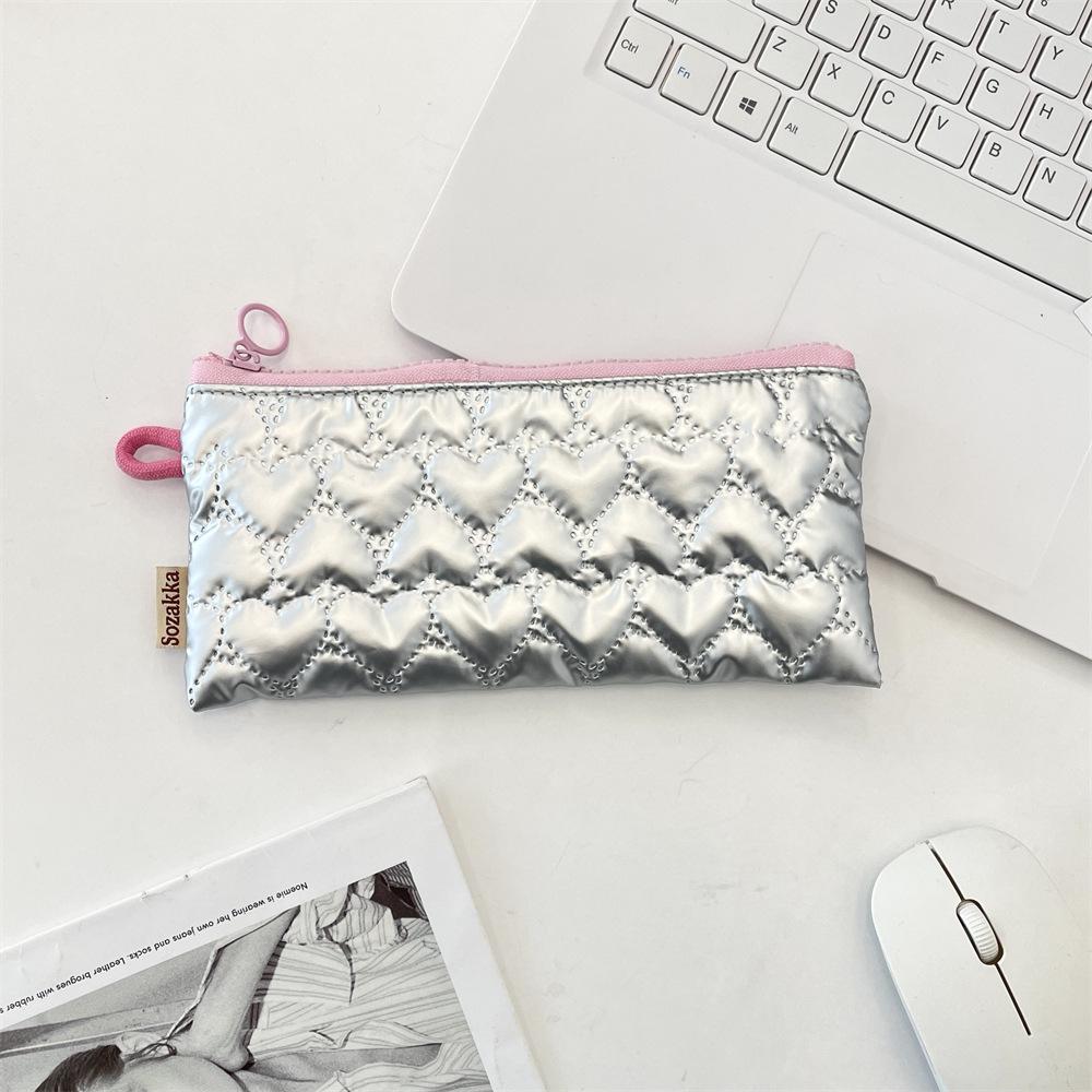 Quilted Bow Flap Women's Multifunctional Pencil Case & Coin Purse