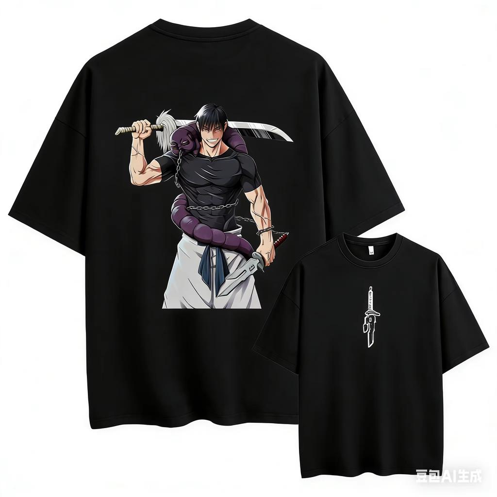 Unisex oversize T-shirt with anime graphics Toji Fushiguro, double-sided print, loose cut, short sleeve, streetwear, summer T,gift,Top tee