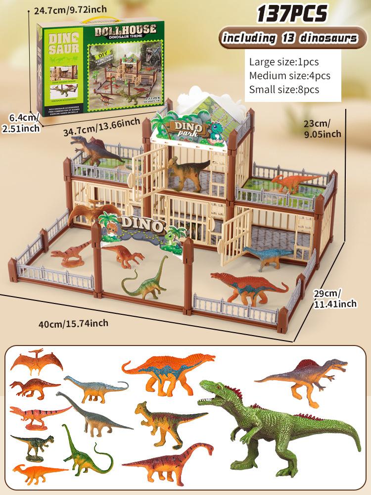 326pcs Jurassic Theme Park Children's Gift Simulation Diy Dinosaur Arena Toy Festival Party Gift Children's Birthday Gift Set