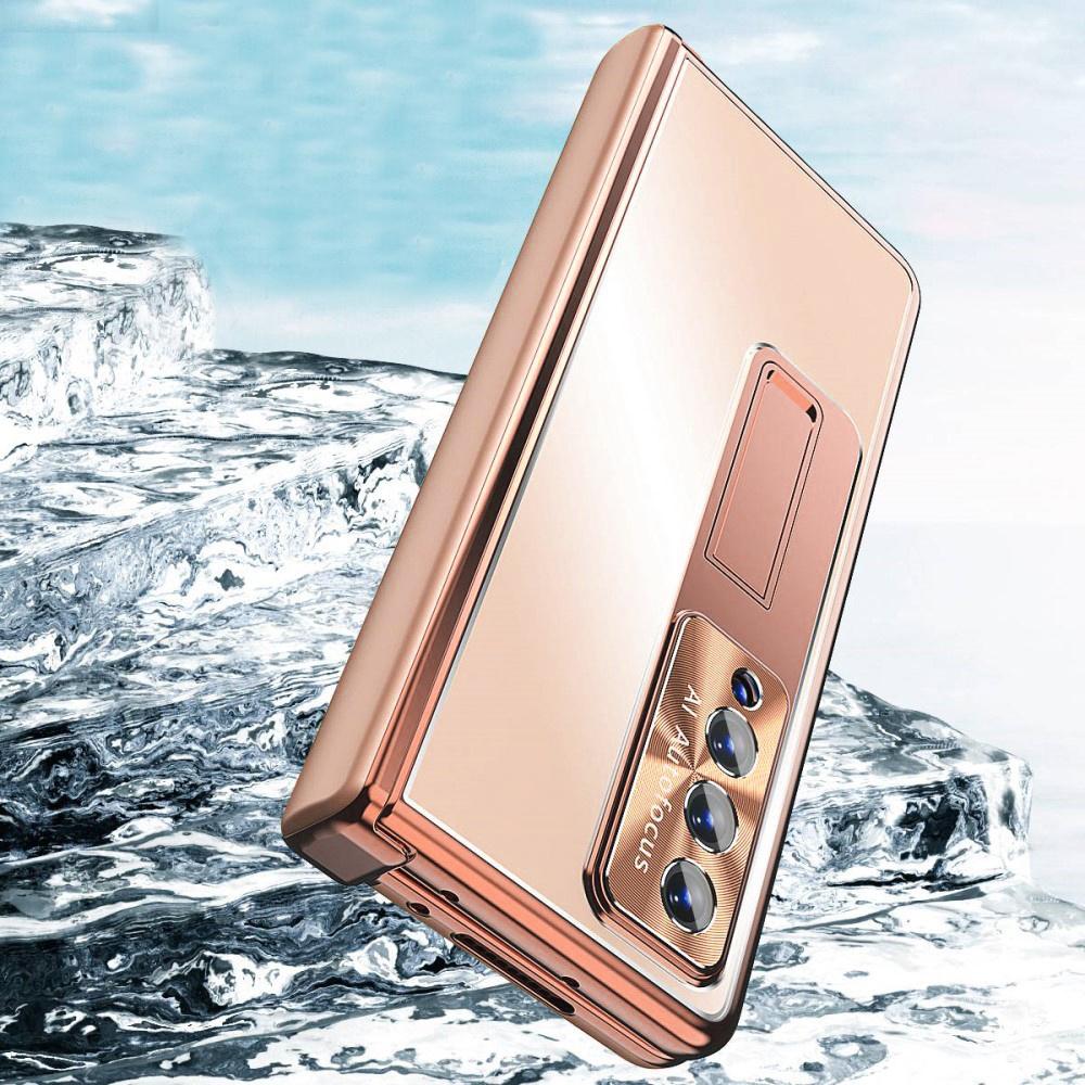 Case with glass for Samsung Galaxy Z Fold 4 5G, Premium Alloy, Rose Gold