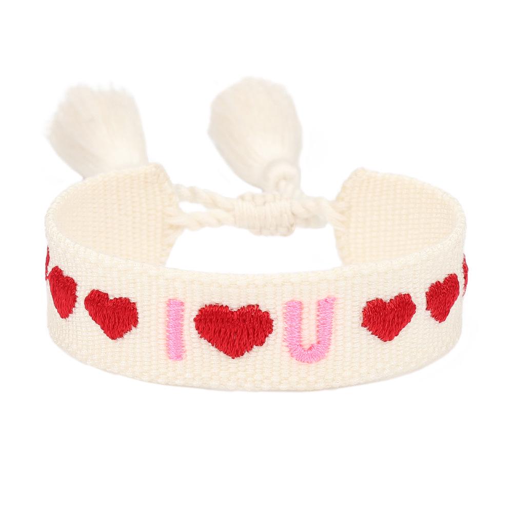 Creative Heart Embroidered Letter Couple Bracelet with Tassels