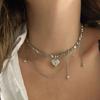 Boho Geometric Transparent Crystal Jewelry Fashion Vintage Sexy Zircon Heart Pendant Tassel Necklace For Women Neelry