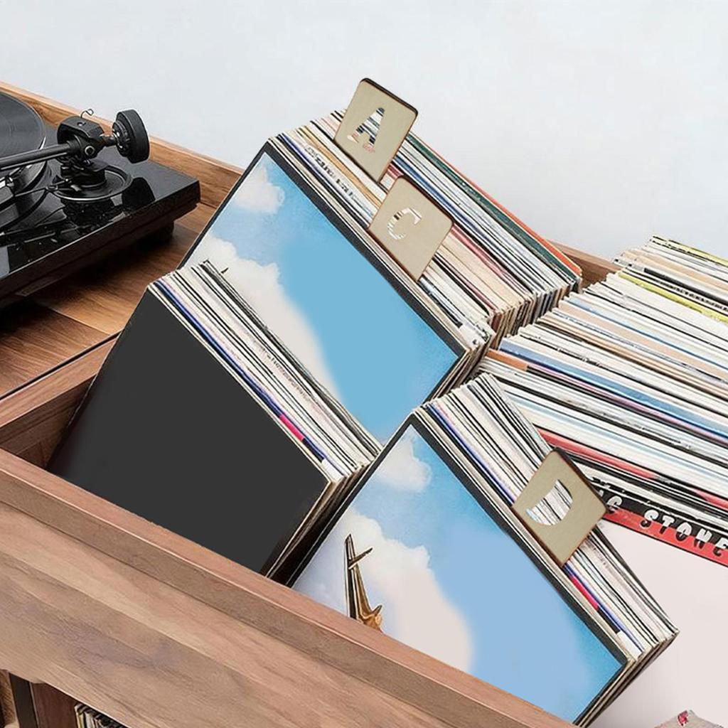 26 Pcs Wood Vinyl Record Dividers A-Z DVD Organizer Dividers File Dividers with Alphabet Tabs Cd Record Index Card