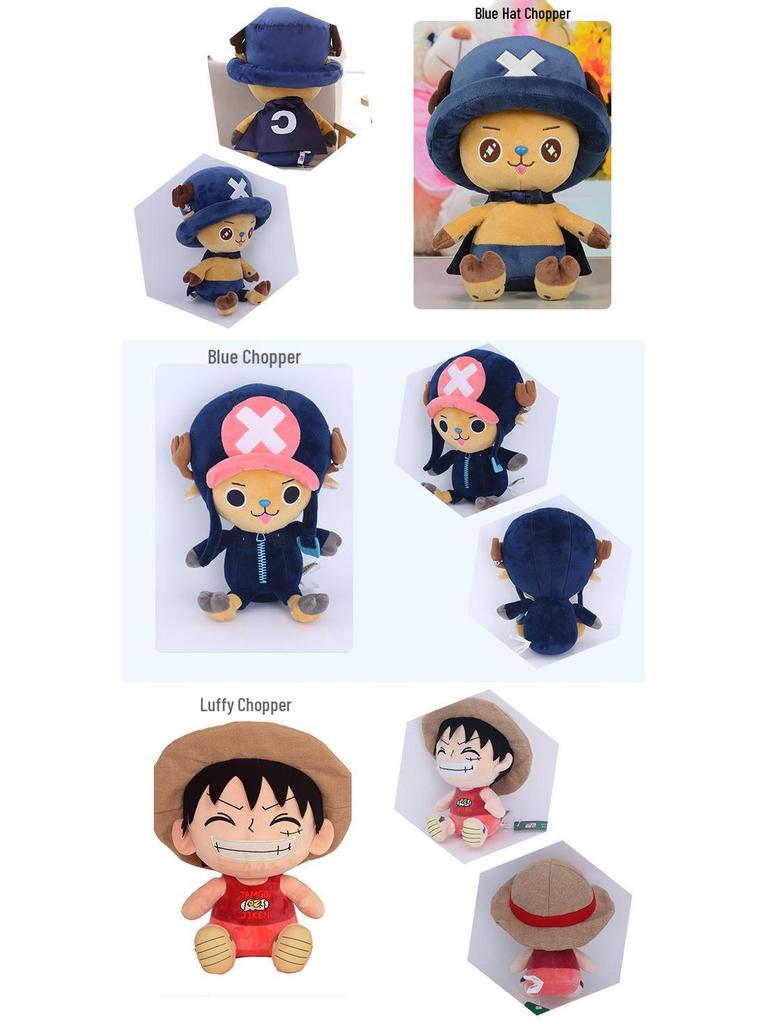 Genuine One Piece Luffy, Chopper, Zoro Plush Figures (20-30cm) - Anime Cartoon Dolls, Perfect Gifts