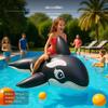 Inflatable Pool Float RideOn, Shark & Whale, Kids/Adults, Random design White