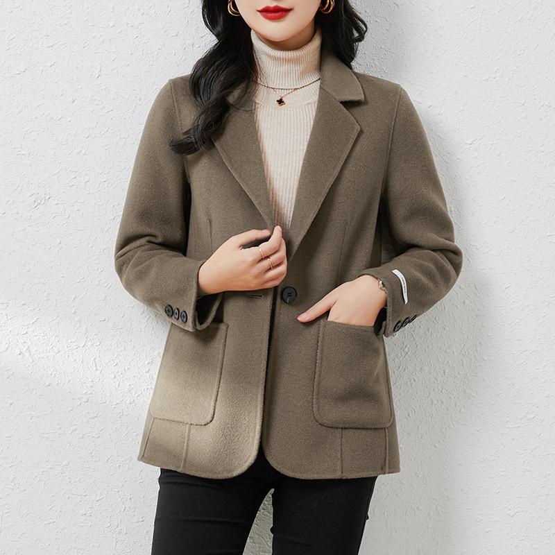 Autumn New Double-sided Wool Short Small Suit Coat Slim-fitting High-end Small Woolen Coat Women