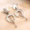 Exaggerated Metal Star Moon Dangle Earrings for Women Ladies Fashion Small Ball Tassel Drop Earrings Party Jewelry Accessories