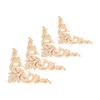 4 STÜCKE Gummi Holz Geschnitzte Ecke Onlay Applique Möbel Blume Form Unbemalt 12x12 cm