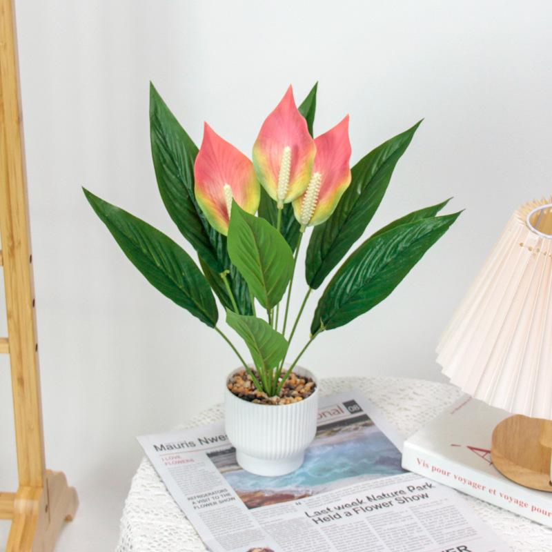 Künstliches Weißes Anthurium Blumenarrangement - Hochzeits- & Restaurant-Tischdekoration