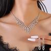 3pcs Women's Zircon Set Rhinestone Earrings Necklace New Wedding Party Luxury Fashion Accessories-4068
