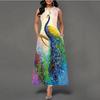 Women's clothing European and American style large size dress digital printing sleeveless pendulum elegant