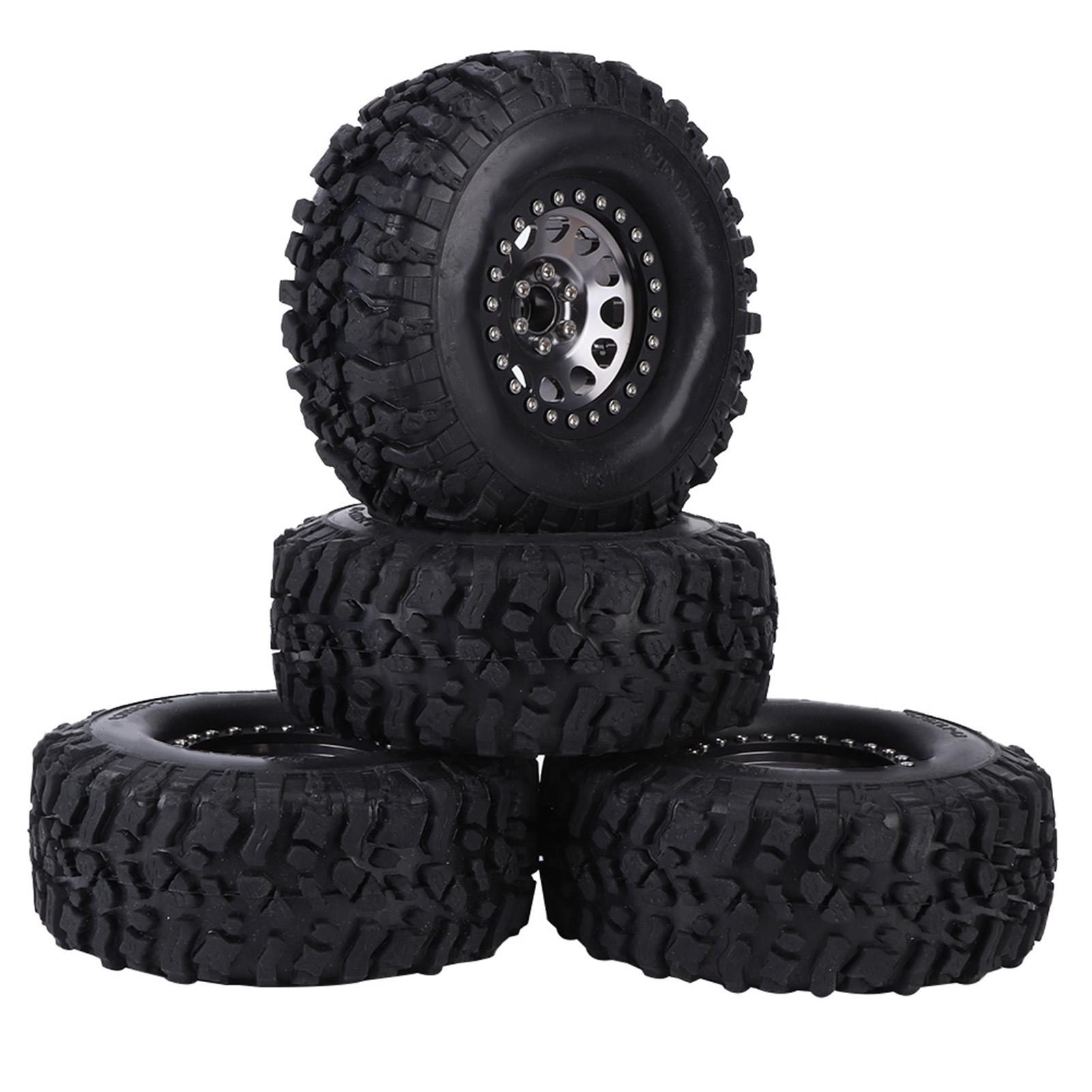 

4pcs RC Universal Crawler Rubber Tire Metal Wheel Hub RC Car Accessory Couleur titane