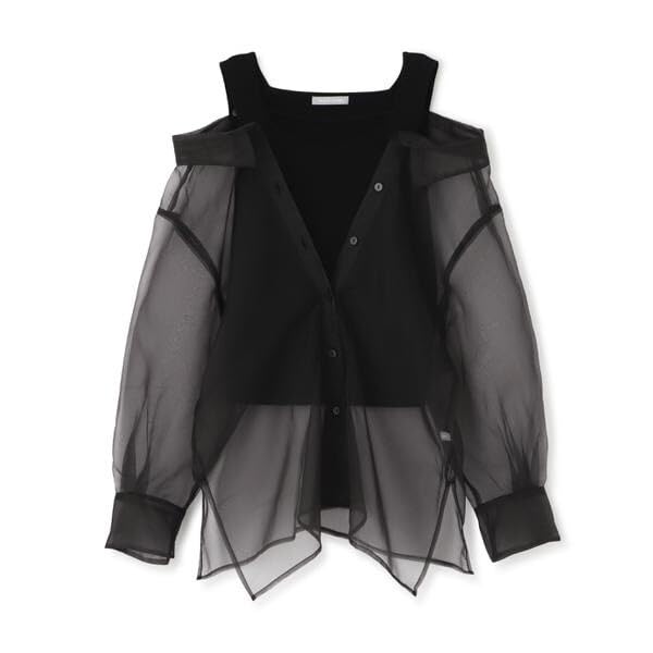 [JILL by JILL STUART] [Pre-order: Late March - Early April Arrival] Sheer Shirt Layered Set