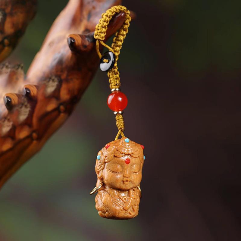 Indonesian Rosewood & Green Sandalwood Keychain Lanyard, 3cm
