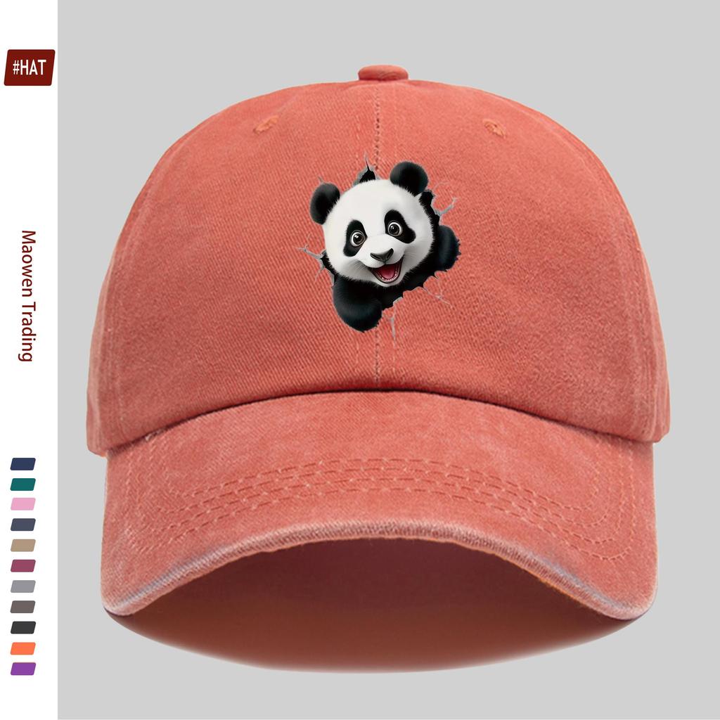 pc Unisex Cute Panda Print Baseball Cap Home Leisure Decorative Papa Hat Trucker Sun Hat Washed Adjustable Buckle Headwear