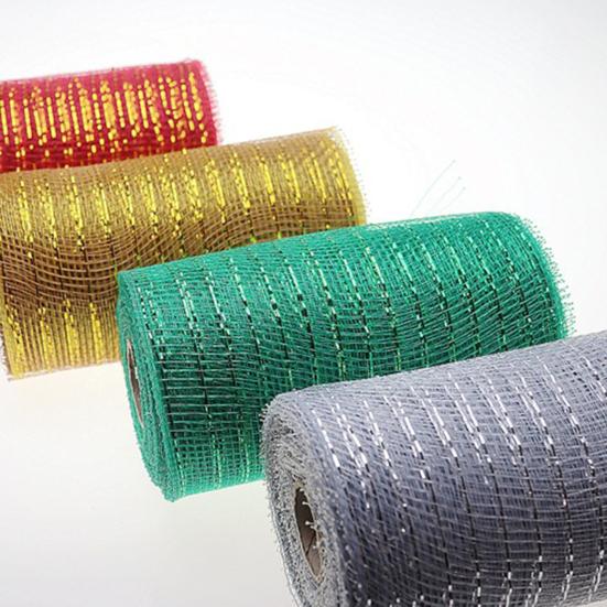 1 Roll Decorative Mesh Eco-friendly High Toughness Net Yarn Christmas Poly Mesh Ribbon Metallic Strips Decor for Home