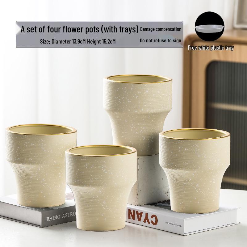 Nordic High-Leg Ceramic Orchid Pot: Durable, Artistic for Home or Balcony Use