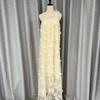 3D Floral Lace Beaded Strappy Backless Long Dress - Early Spring Collection