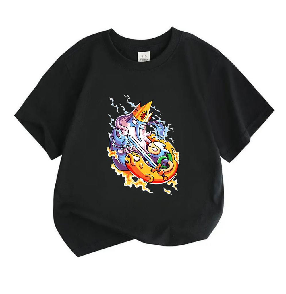 Kids Boys Girls 100% Cotton Crew Neck Short Sleeve T-Shirt, Fun Fantasy Ice King Adventure Printed Casual Lightweight Tee for Daily Wear and Summer Ou