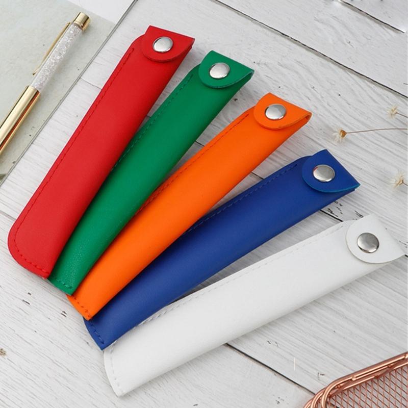 Solid Color Pencil Bag Retro Pencil Case Pen Bag Pen Case PU Leather Pencil Organisers Pencil Pouch for Ballpoint Pen