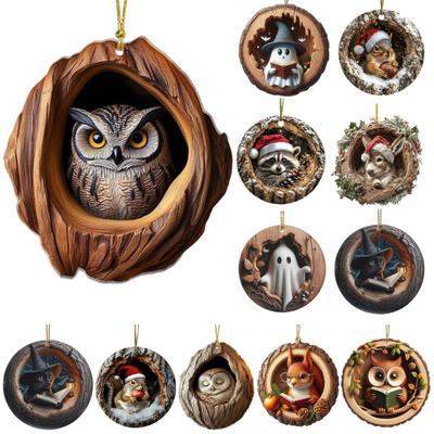 Tier Weihnachtsschmuck 2D Flach Waldtier Weihnachtsbaumschmuck Acryl Hängend Waldanhänger für Gartenbaum Heimdeko
