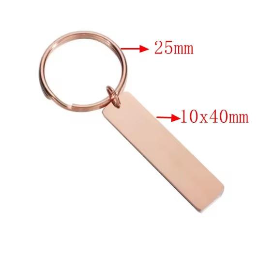 10Pcs/Lot Strip Blank Mirror Polished Stainless Steel Keychain For DIY Custom Women's Men's Keychain