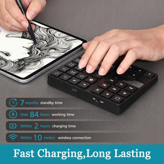 35 Keys Drawing Rechargeable Fast Charging Mini Numpad Long Standby Time Portable Bluetooth-compatible