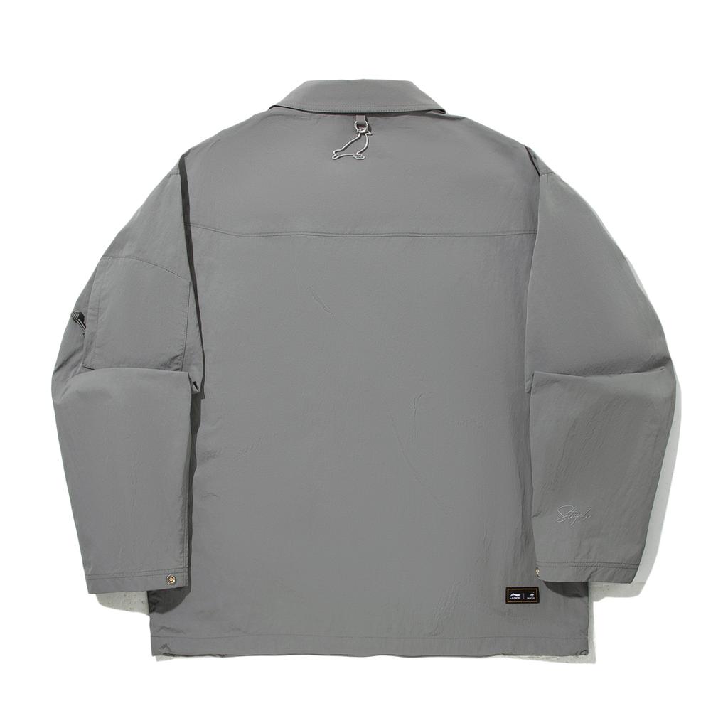 Li Ning X Staple Kollaborationsserie Bequemes Lässiges Minimalistisches Sportliches Locker Geschnittenes Polokragen Einfarbig Einreihige Jacke AFDVA47-1