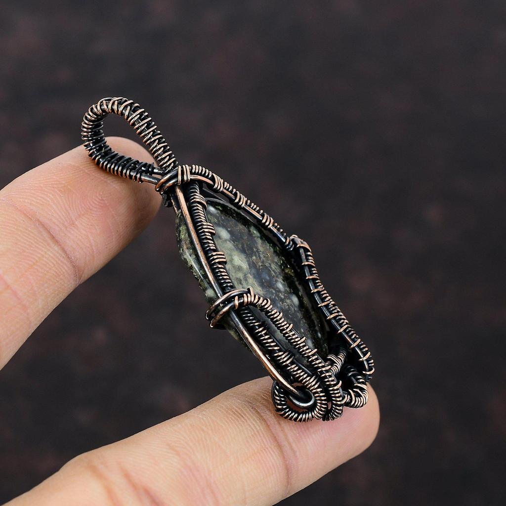 Ocean Jasper Pendant Copper Wire Wrapped Pendant Designer Pendant Gemstone Copper Jewelry Handmade Pendant Ocean Jasper Jewelry Gift For Him