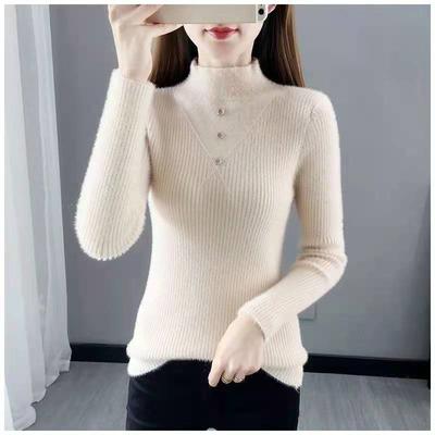 Pullover pullover weibliche 2022 Nerz high neck gestrickte kleidung vielseitig lange ärmel