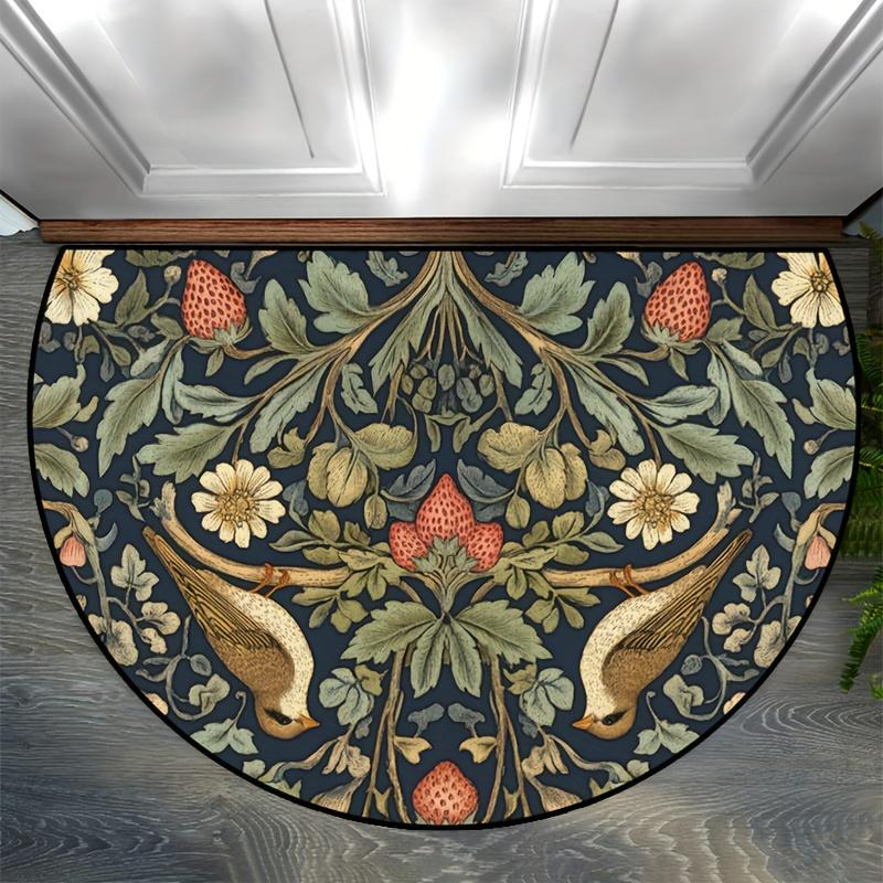 Tappeto Moderno Artistico Semi-Circolare - Stampa Animalier Vivace e Decorazione Mandala Etnica - Tappetino Morbido Antiscivolo Stampato 2D per Interni Esterni Regalo per la Casa
